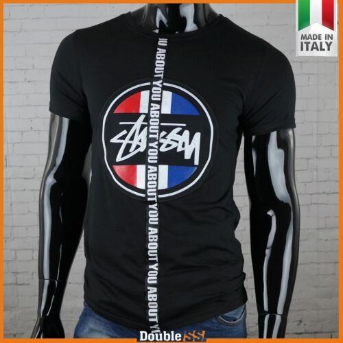 T-shirt da Uomo maglietta Nera manica corta in Cotone con Stampa Girocollo M XL