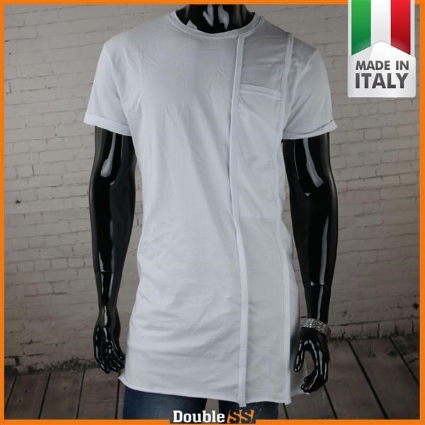 T-shirt da Uomo maglietta Bianca manica corta 100Cotone Girocollo Oversize Lunga